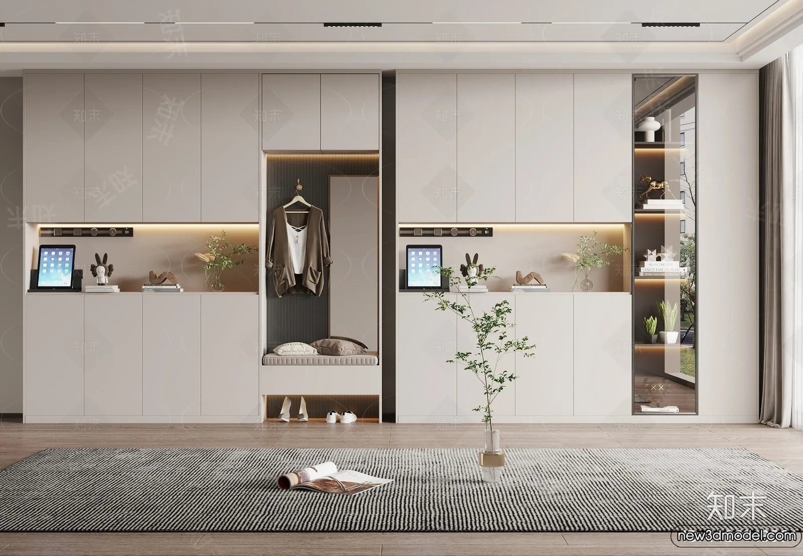 Shoe Cabinet and Racks - 3D Models for Interior - 065