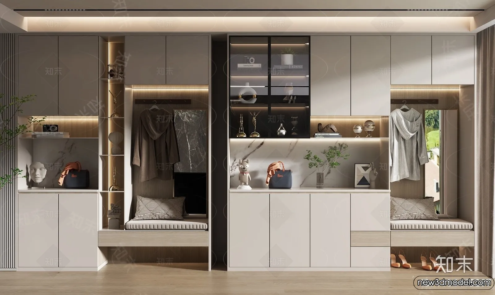 Shoe Cabinet and Racks - 3D Models for Interior - 067