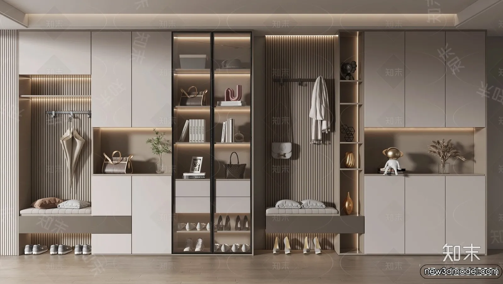 Shoe Cabinet and Racks - 3D Models for Interior - 068