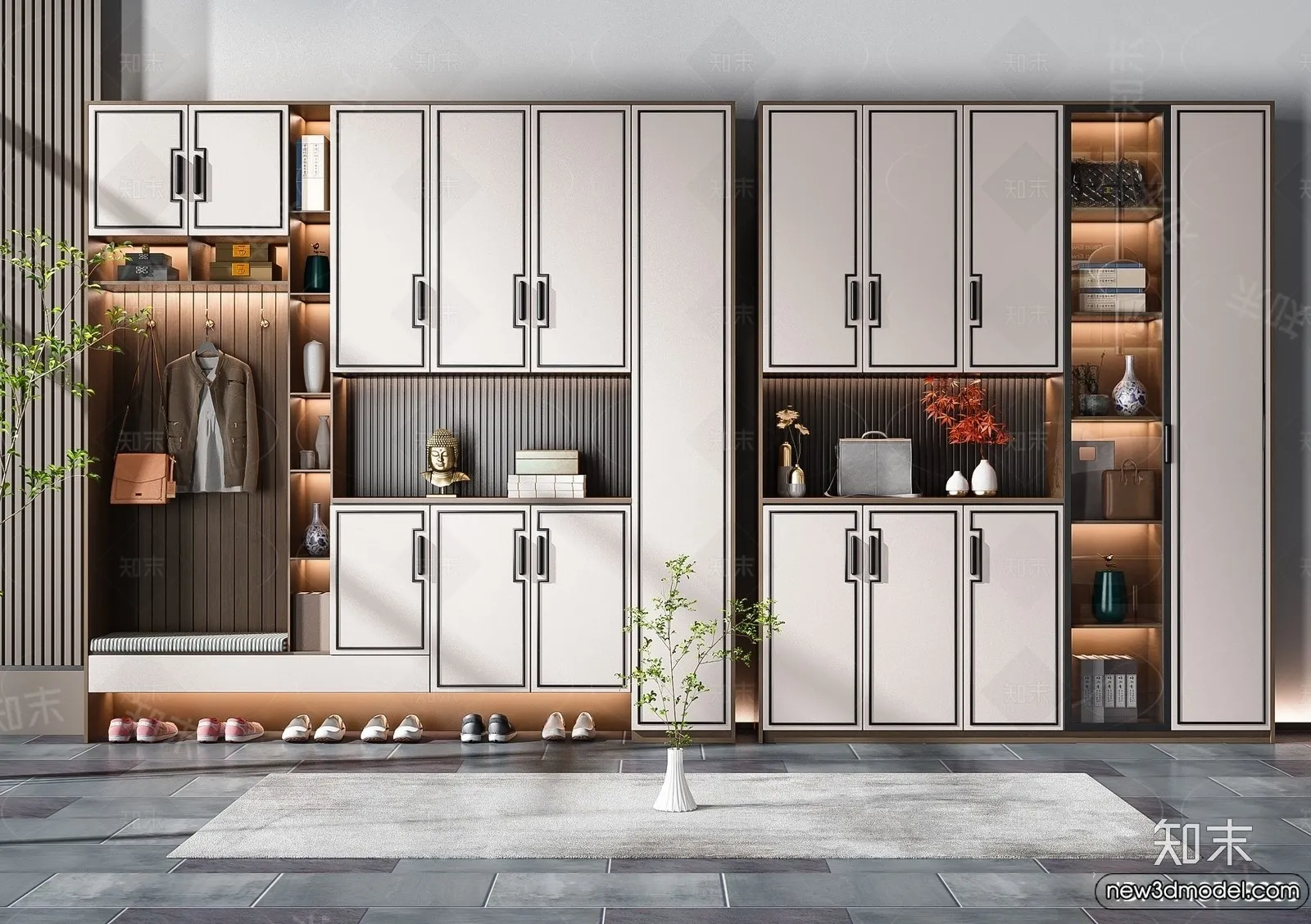 Shoe Cabinet and Racks - 3D Models for Interior - 069