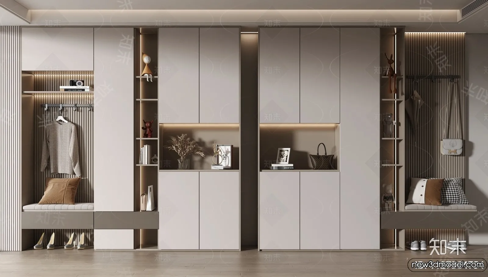 Shoe Cabinet and Racks - 3D Models for Interior - 071