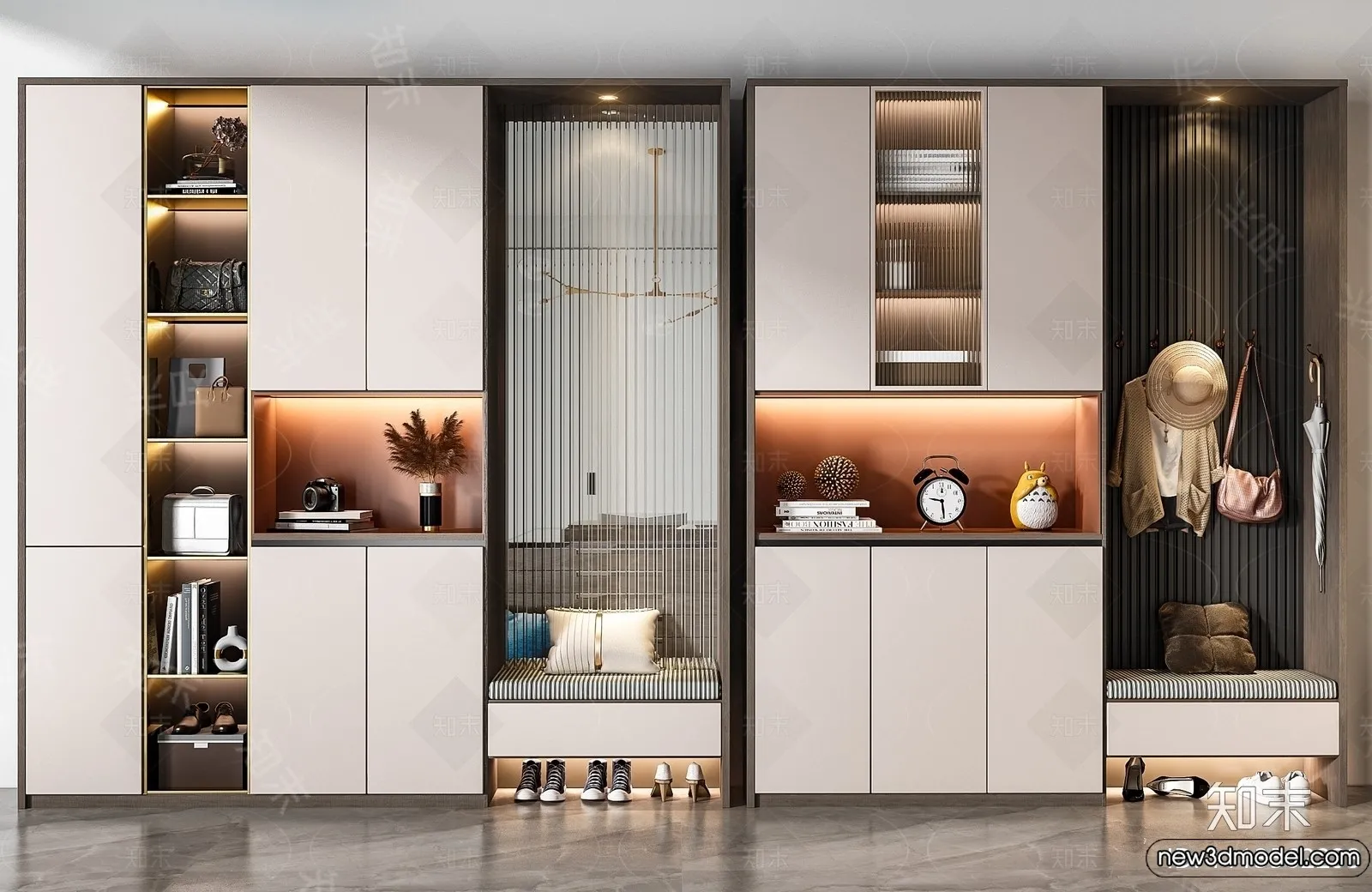 Shoe Cabinet and Racks - 3D Models for Interior - 072