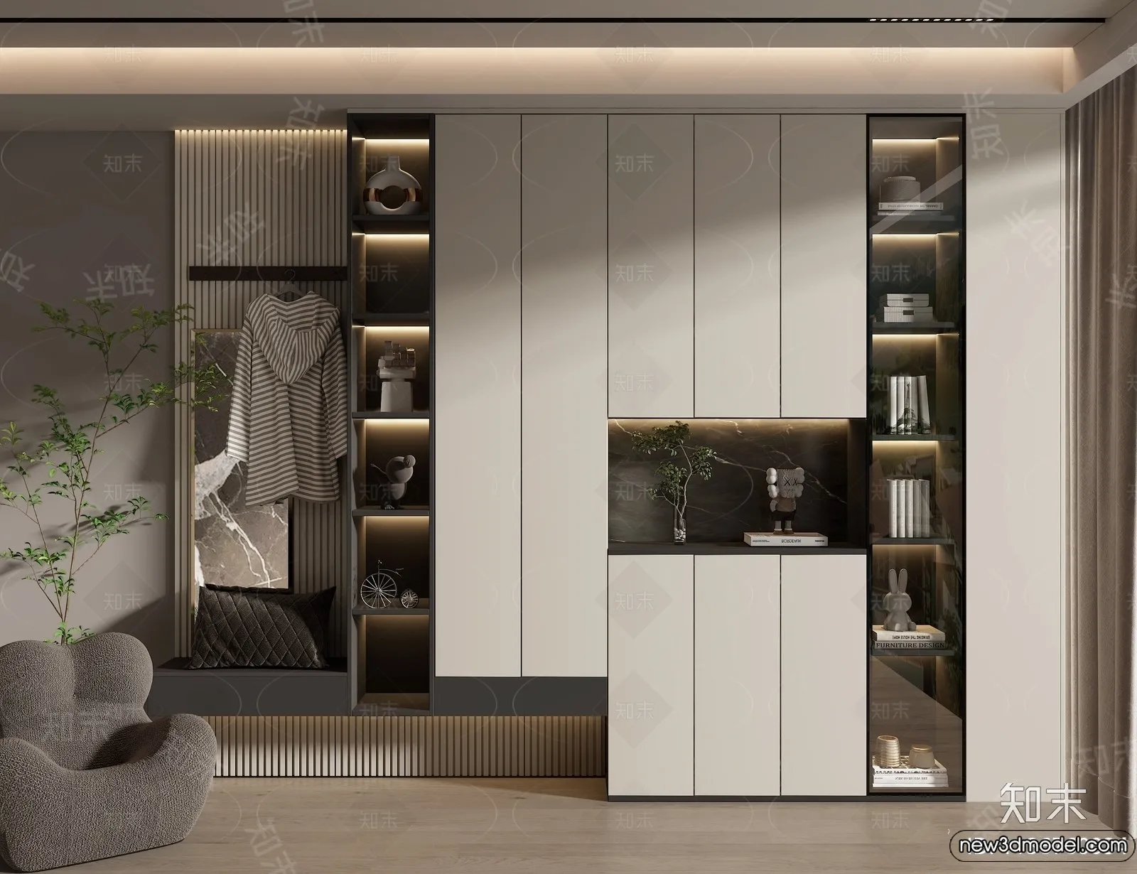 Shoe Cabinet and Racks - 3D Models for Interior - 073