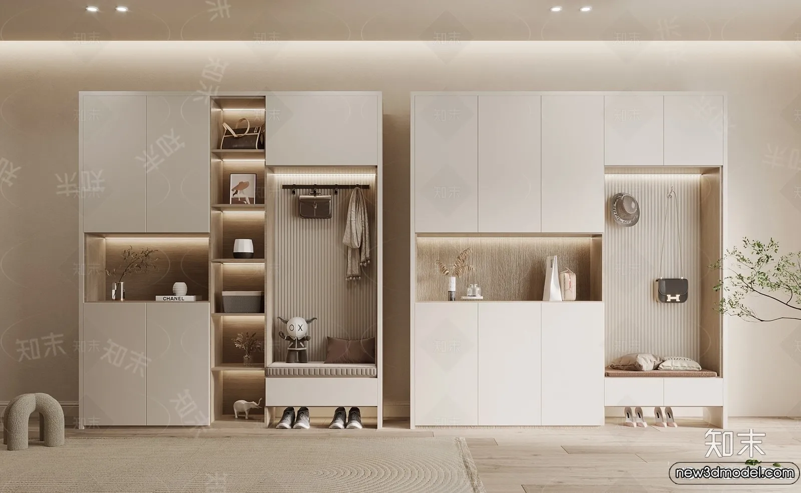 Shoe Cabinet and Racks - 3D Models for Interior - 075