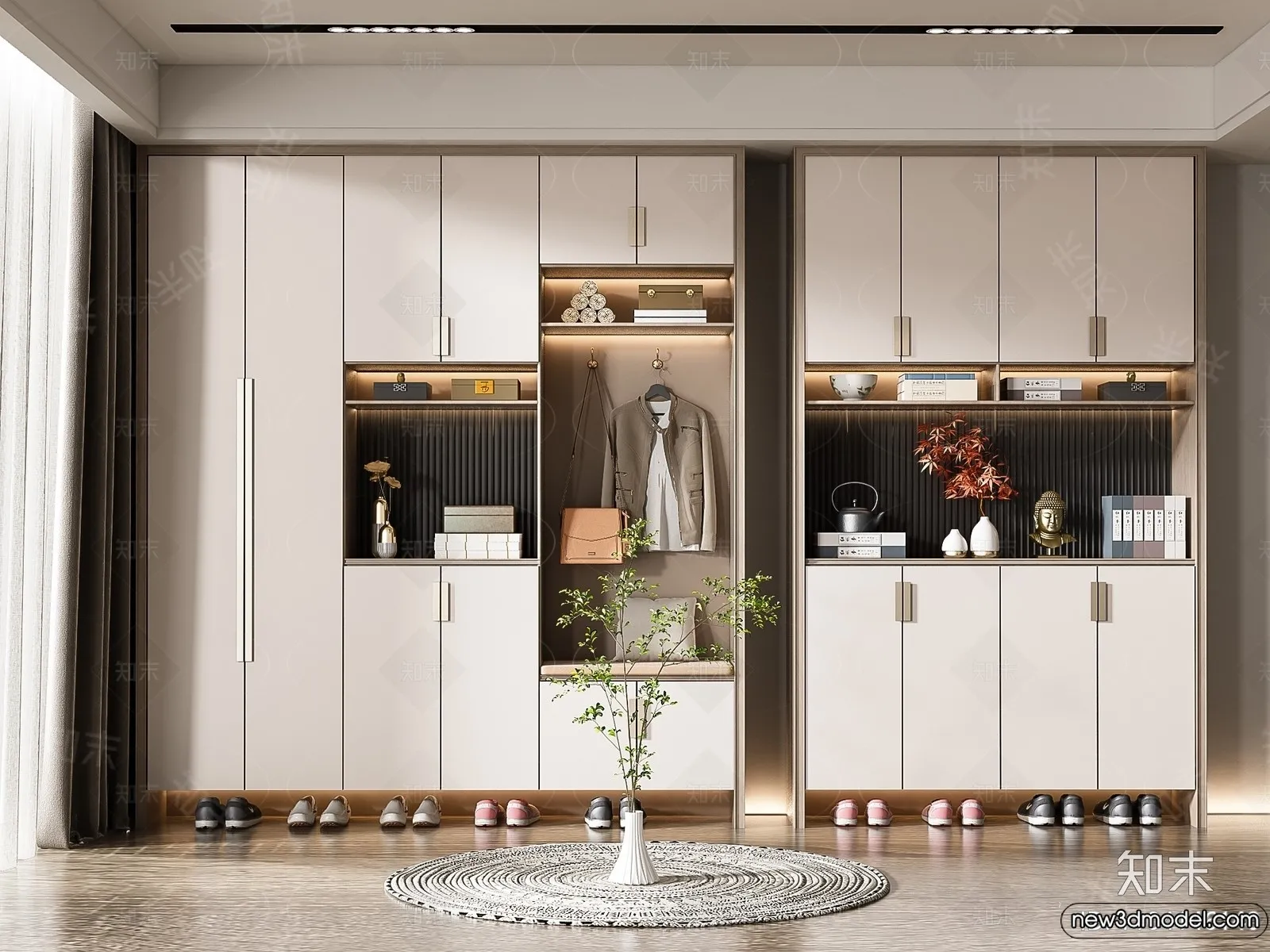 Shoe Cabinet and Racks - 3D Models for Interior - 076