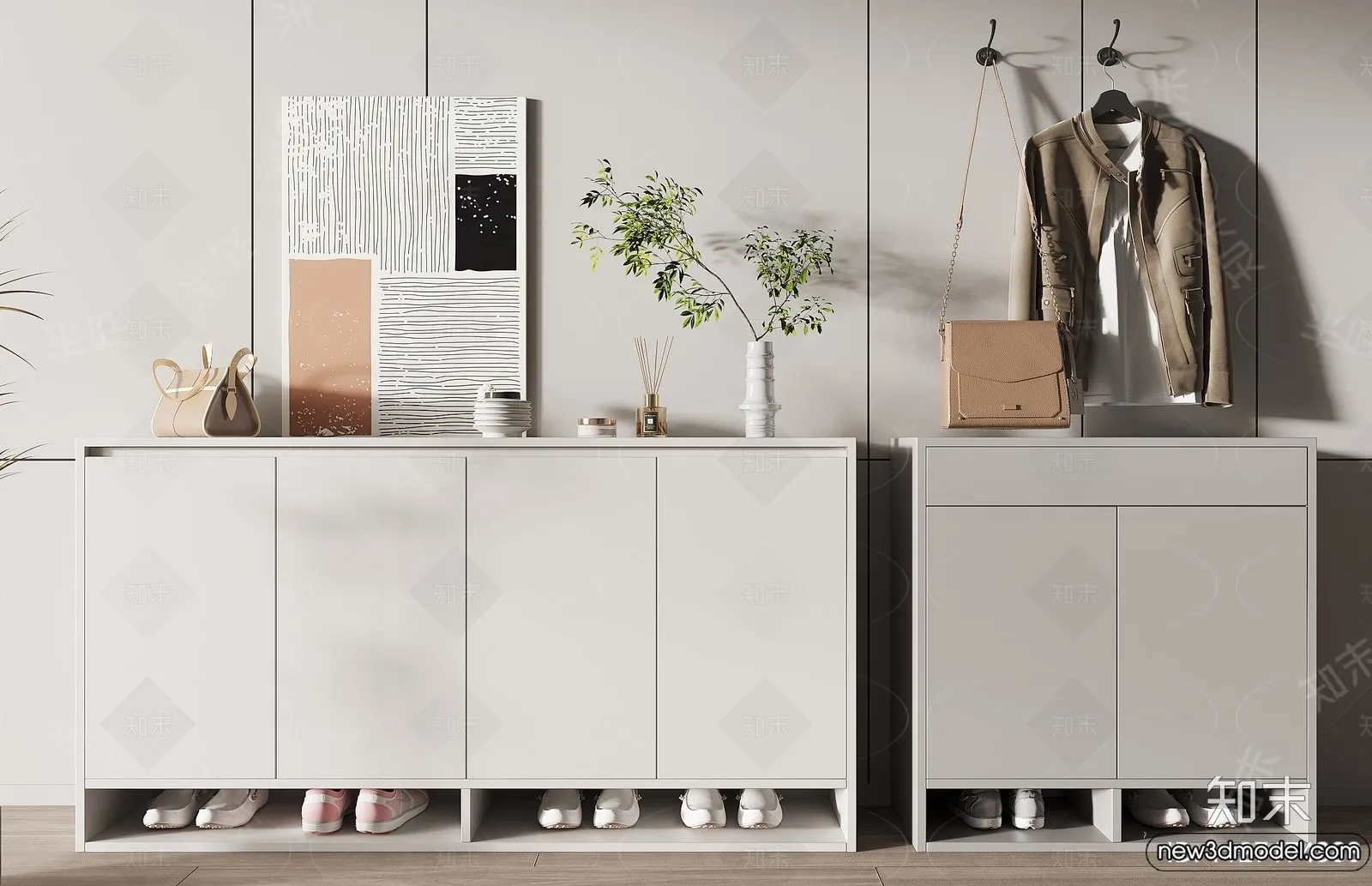 Shoe Cabinet and Racks - 3D Models for Interior - 078