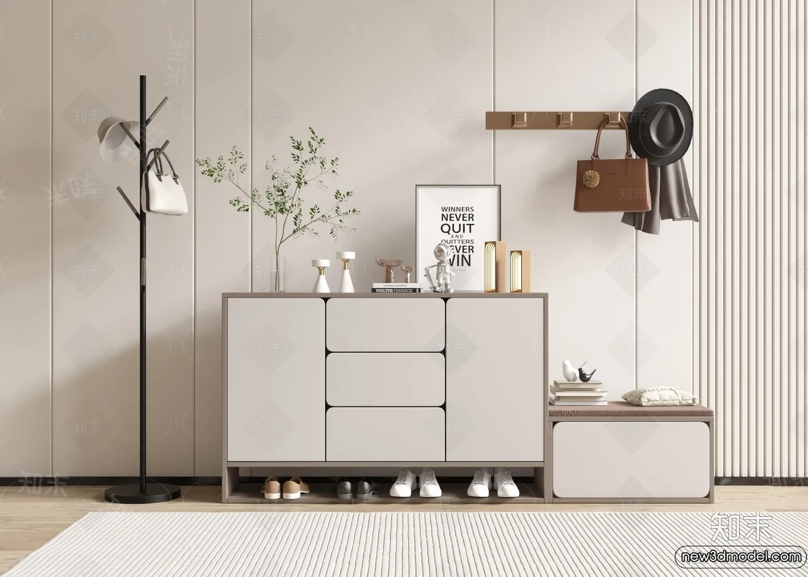 Shoe Cabinet and Racks - 3D Models for Interior - 079