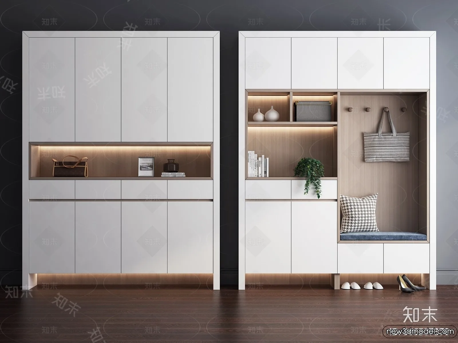 Shoe Cabinet and Racks - 3D Models for Interior - 081