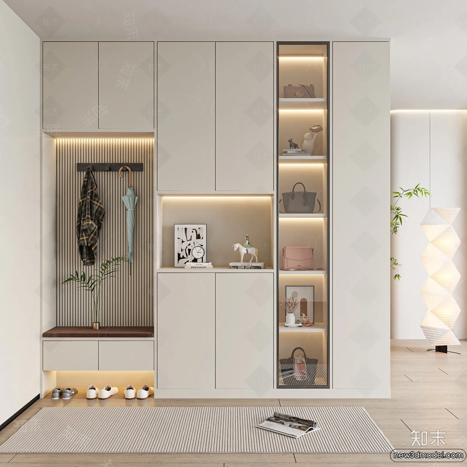 Shoe Cabinet and Racks - 3D Models for Interior - 082