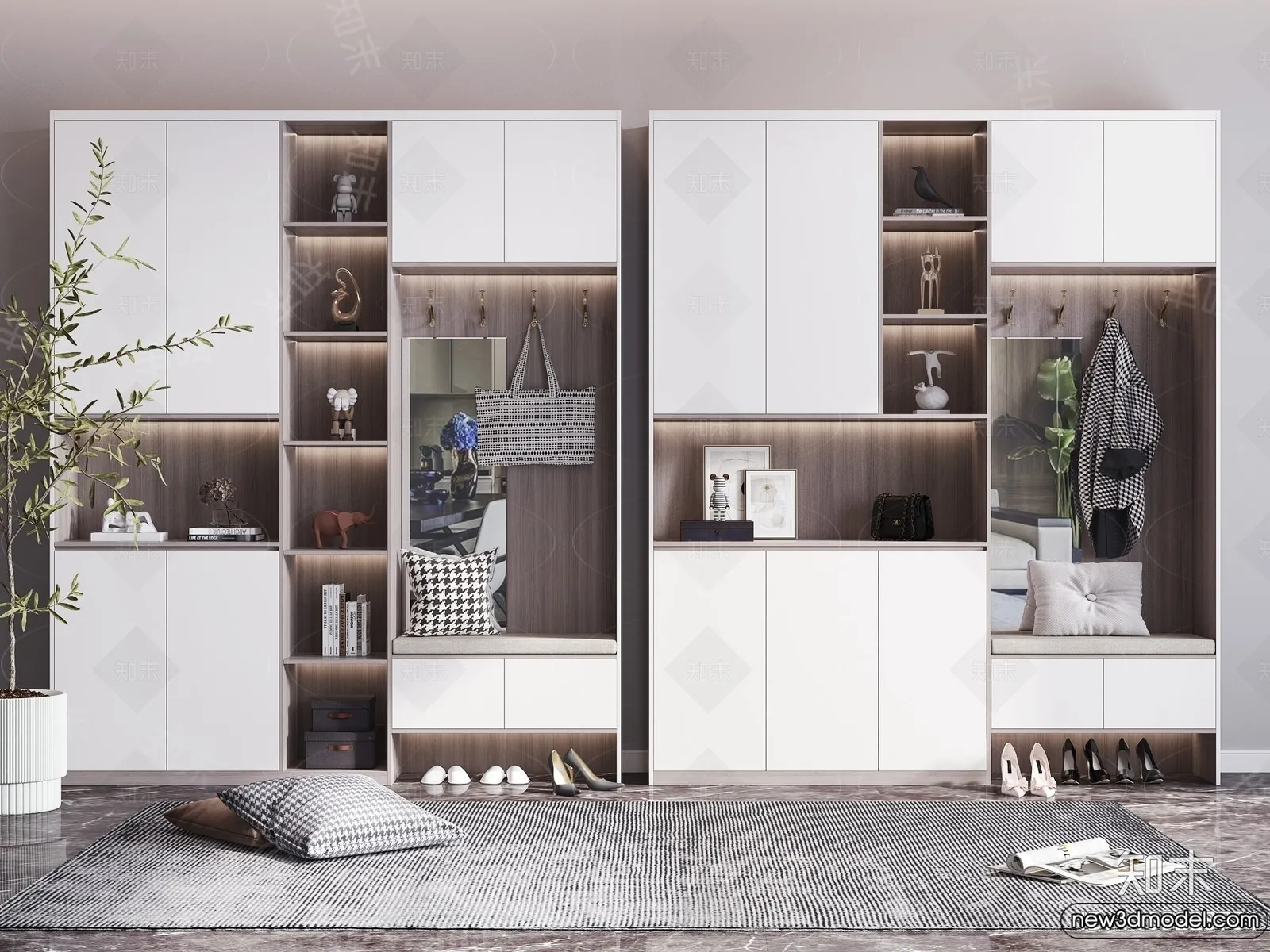 Shoe Cabinet and Racks - 3D Models for Interior - 083