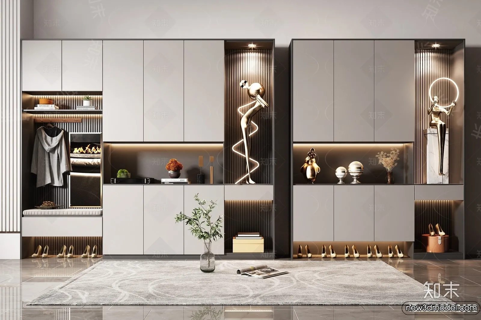 Shoe Cabinet and Racks - 3D Models for Interior - 085