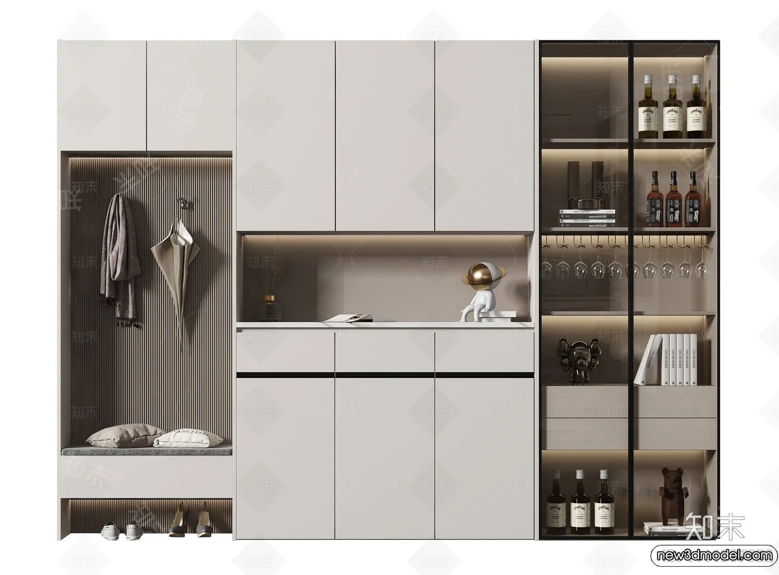 Shoe Cabinet and Racks - 3D Models for Interior - 092