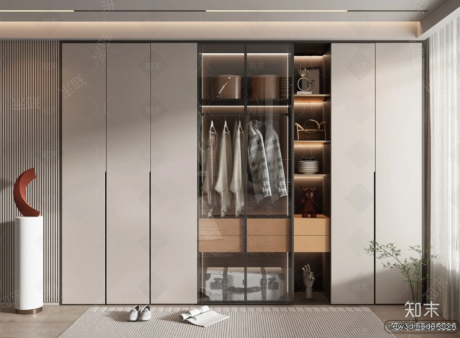 Shoe Cabinet and Racks - 3D Models for Interior - 093