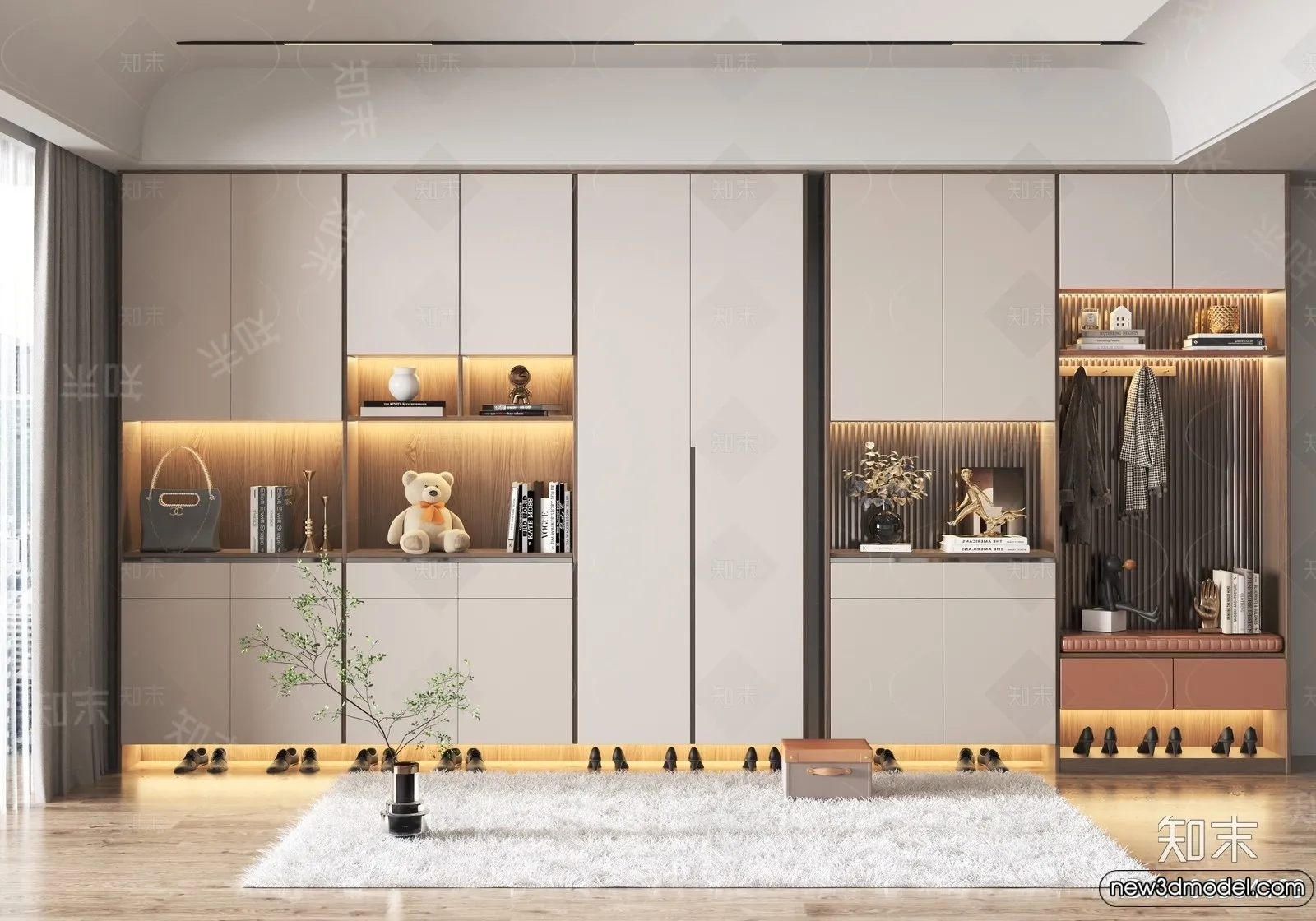 Shoe Cabinet and Racks - 3D Models for Interior - 100