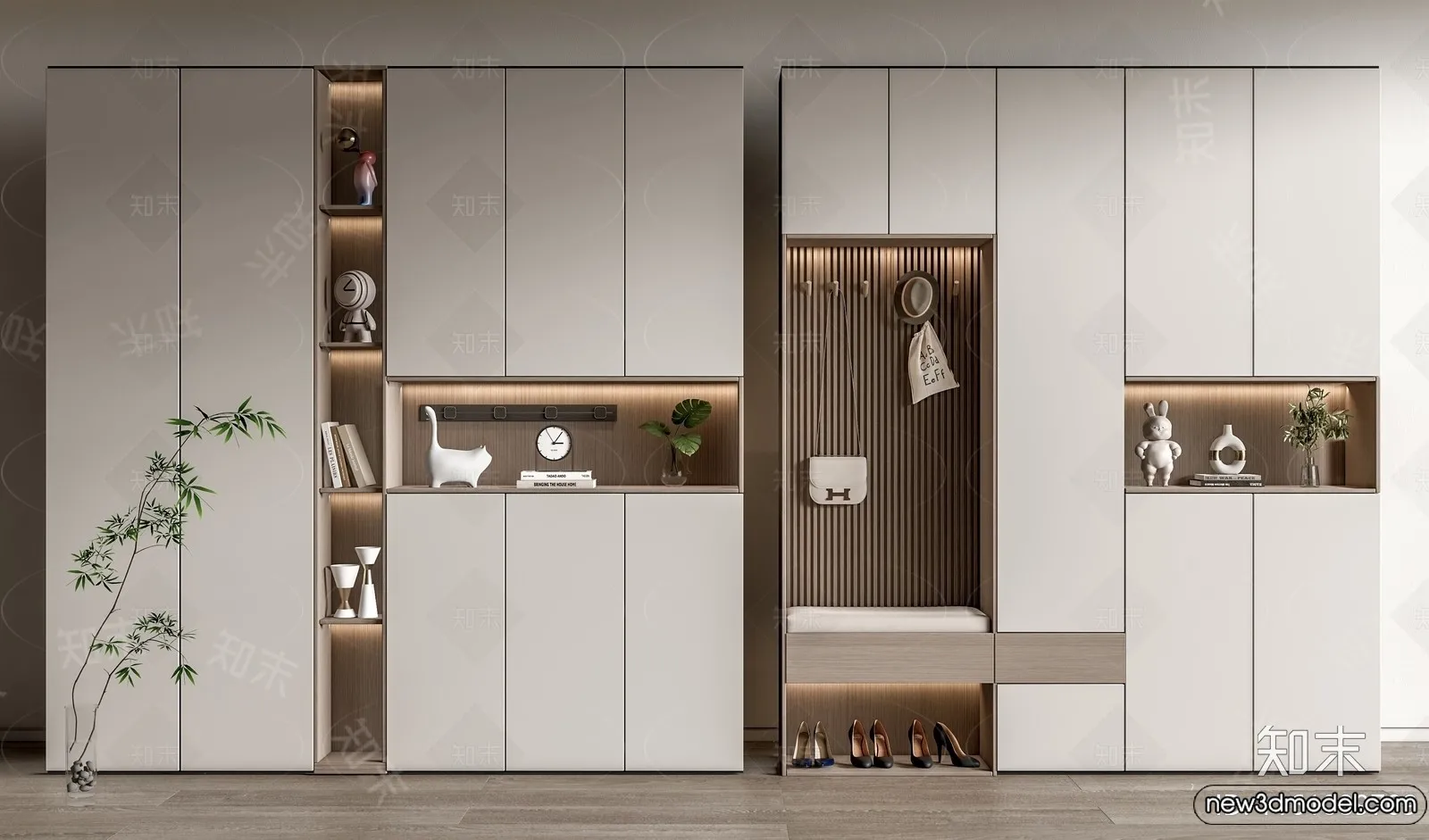 Shoe Cabinet and Racks - 3D Models for Interior - 105