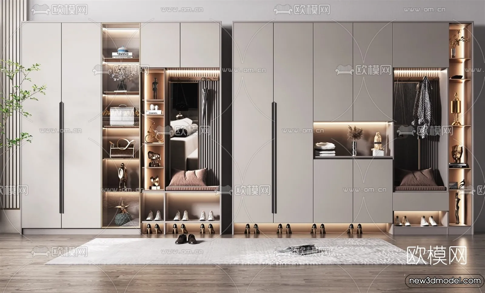 Shoe Cabinet and Racks - 3D Models for Interior - 107