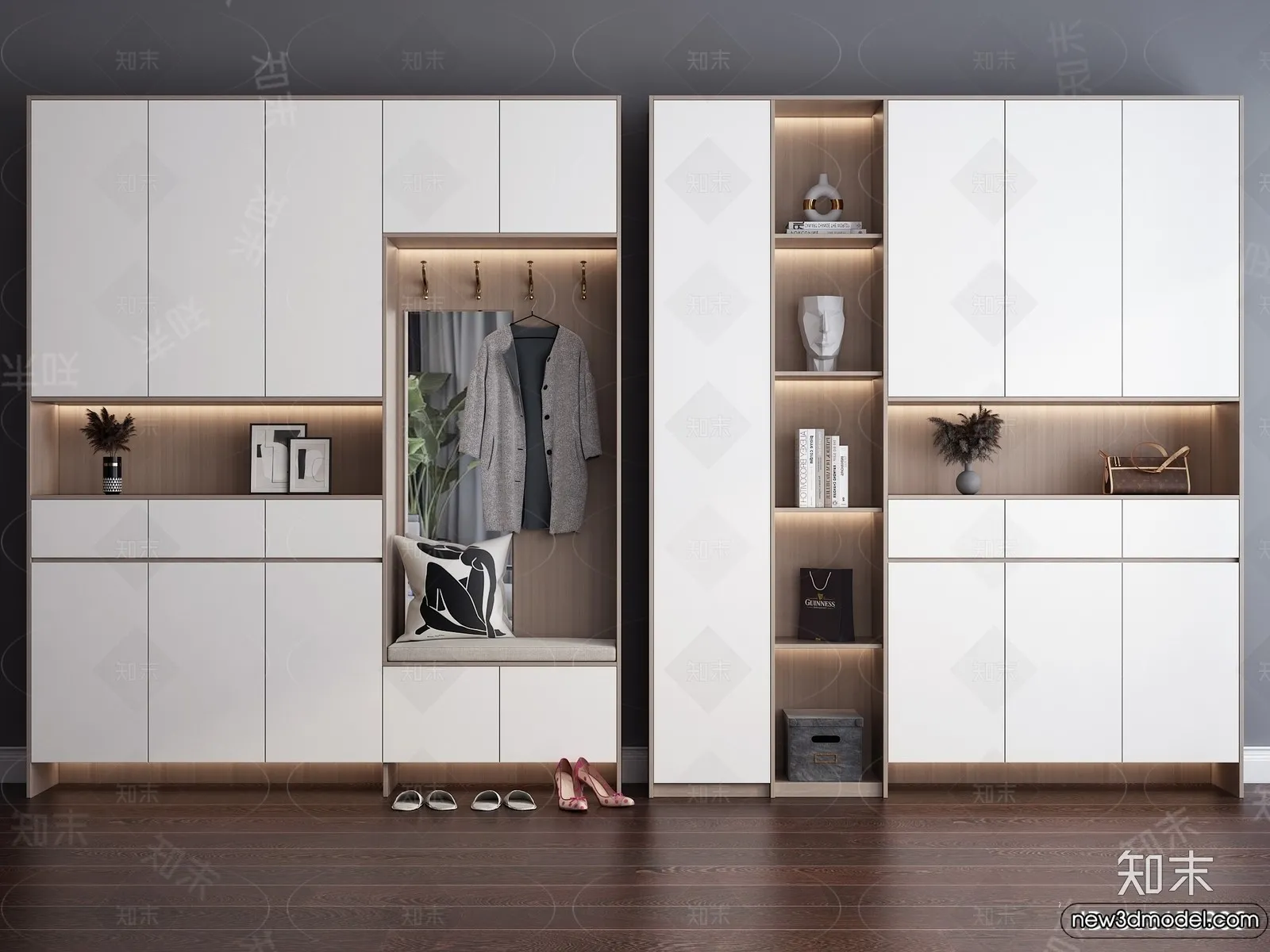 Shoe Cabinet and Racks - 3D Models for Interior - 108