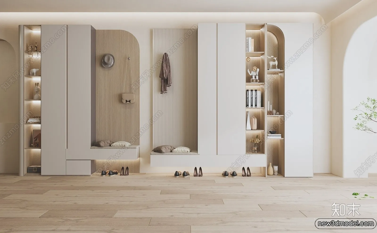 Shoe Cabinet and Racks - 3D Models for Interior - 125