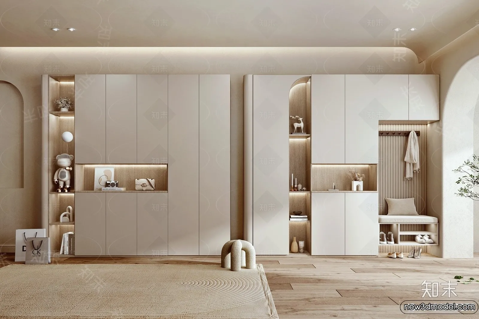 Shoe Cabinet and Racks - 3D Models for Interior - 127