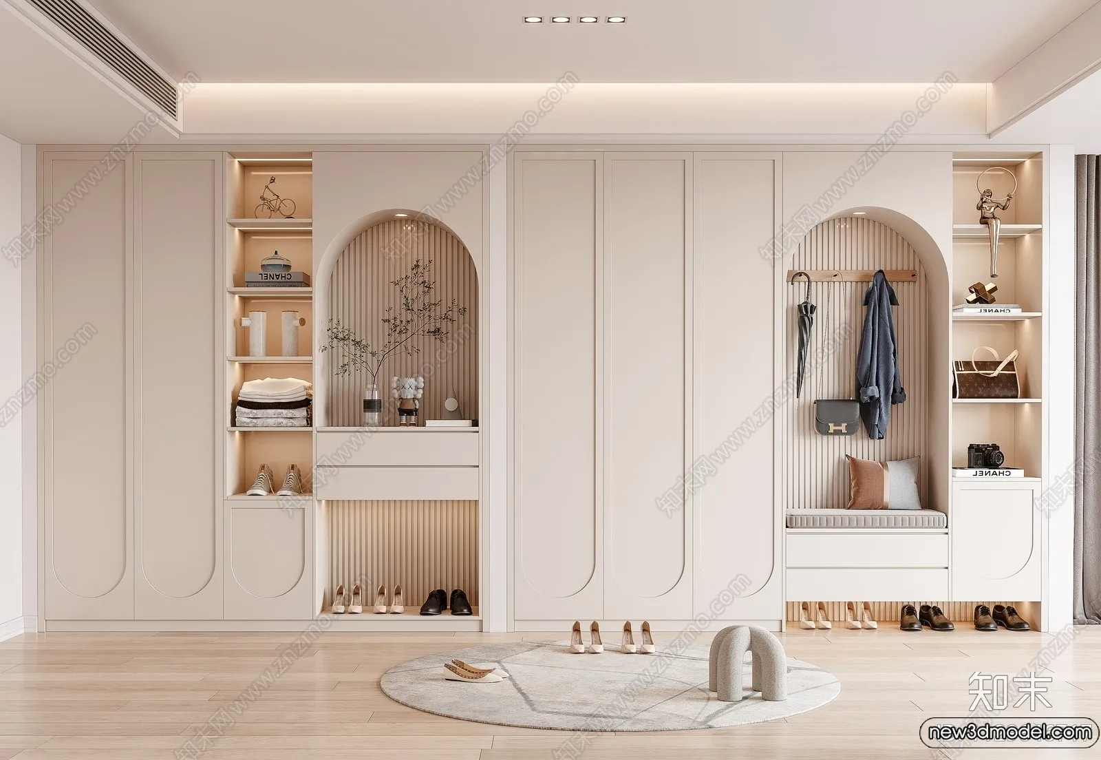 Shoe Cabinet and Racks - 3D Models for Interior - 128