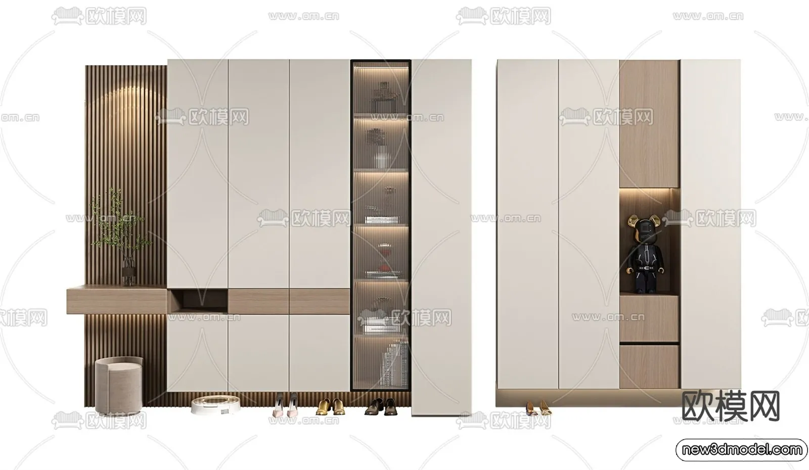 Shoe Cabinet and Racks - 3D Models for Interior - 129