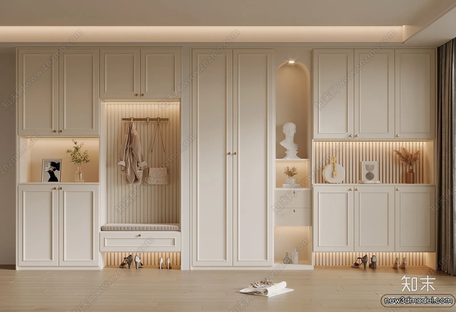 Shoe Cabinet and Racks - 3D Models for Interior - 131