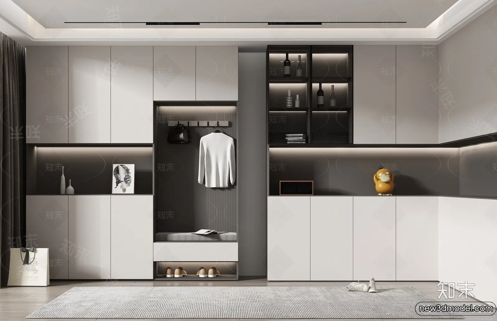 Shoe Cabinet and Racks - 3D Models for Interior - 134