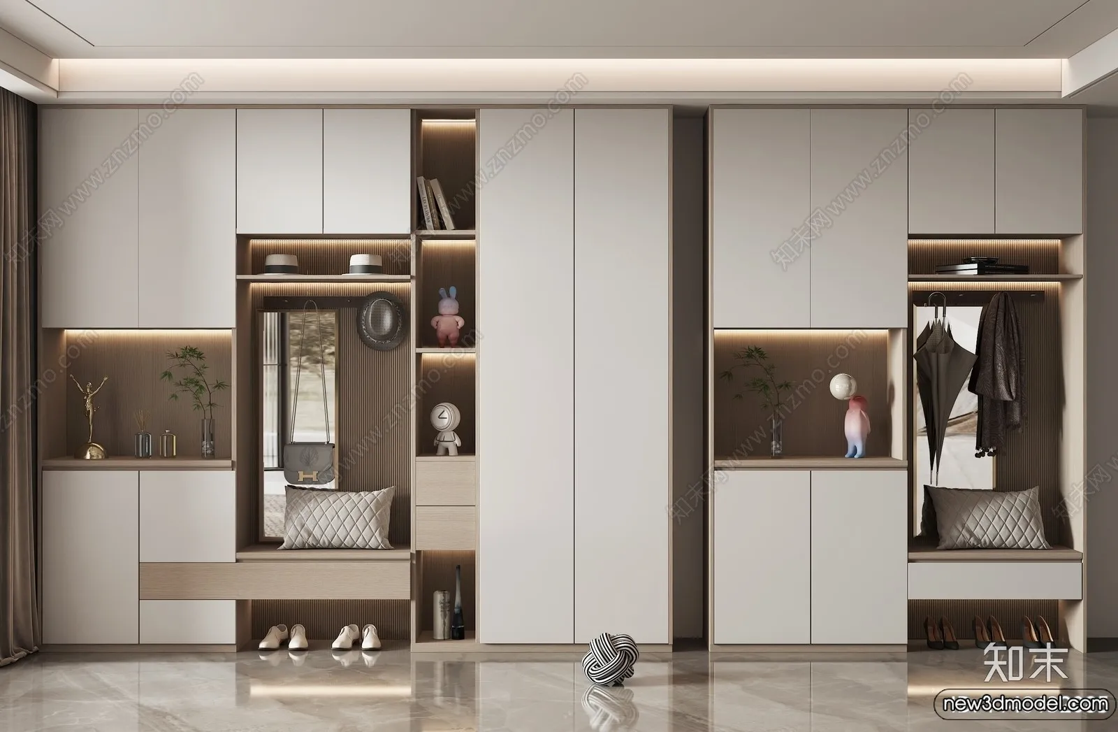 Shoe Cabinet and Racks - 3D Models for Interior - 136