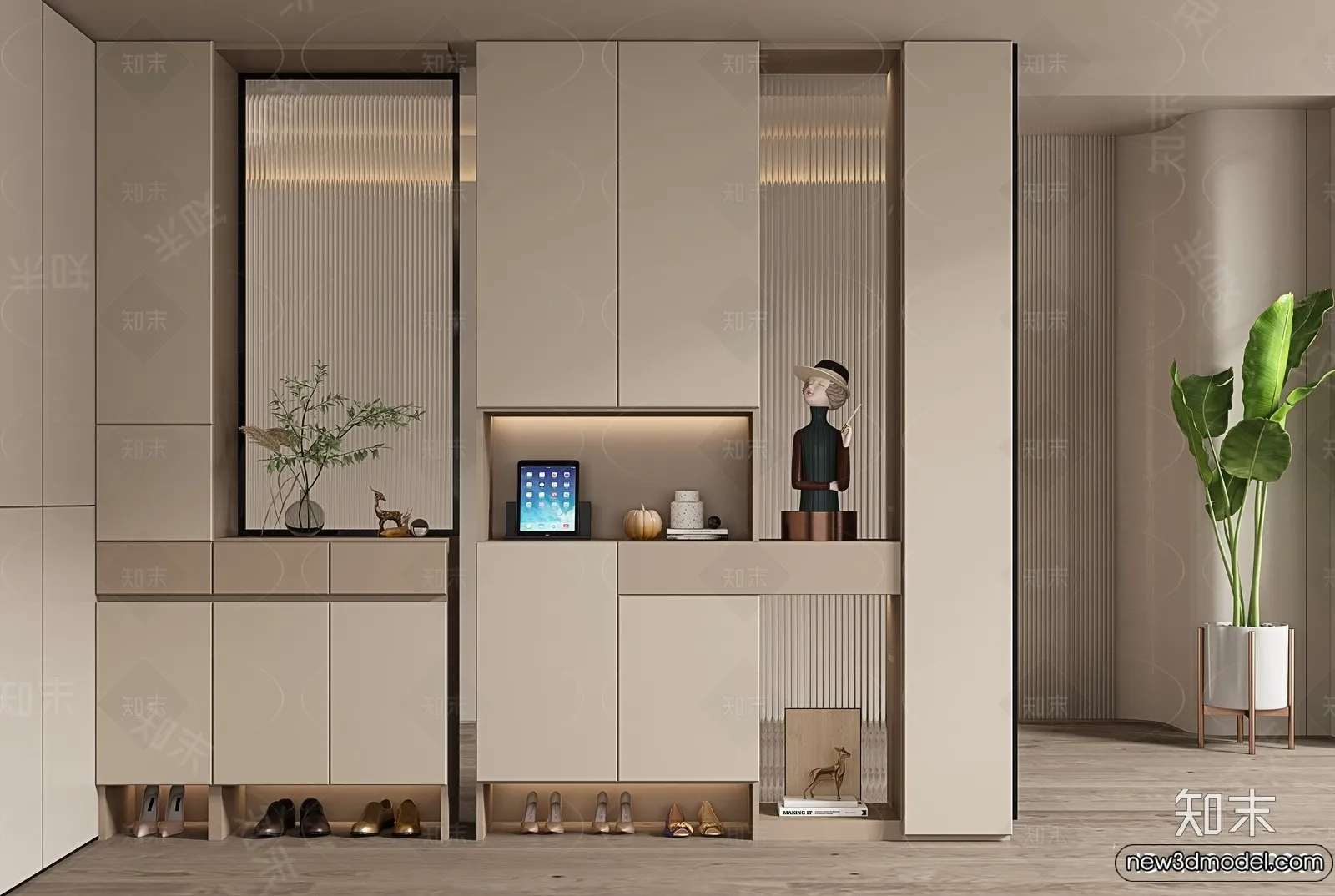 Shoe Cabinet and Racks - 3D Models for Interior - 138