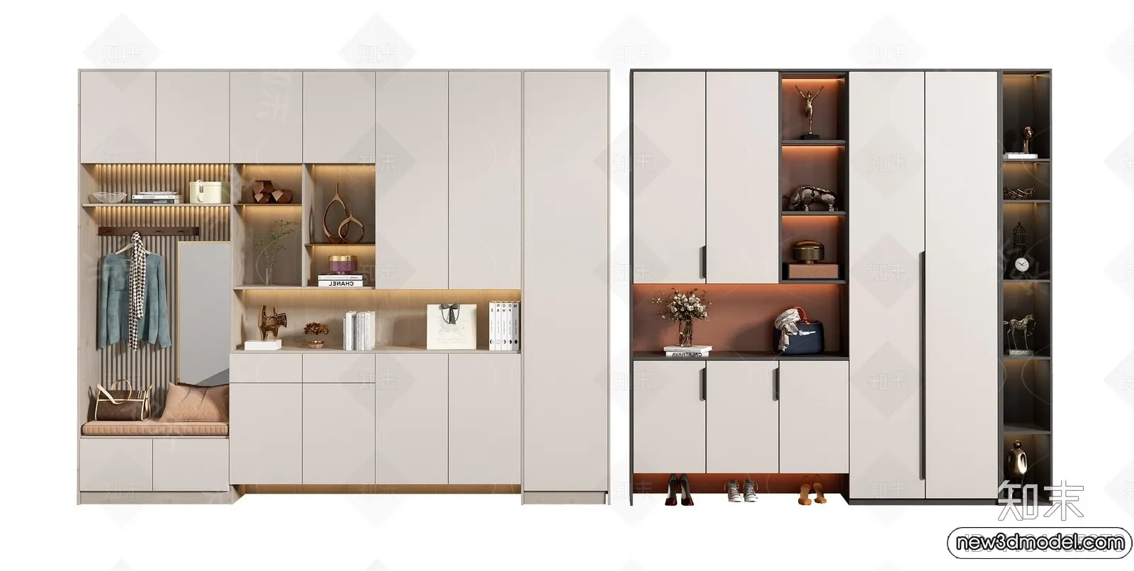 Shoe Cabinet and Racks - 3D Models for Interior - 140