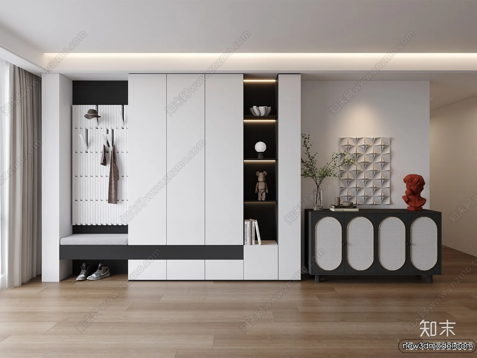 Shoe Cabinet and Racks - 3D Models for Interior - 142