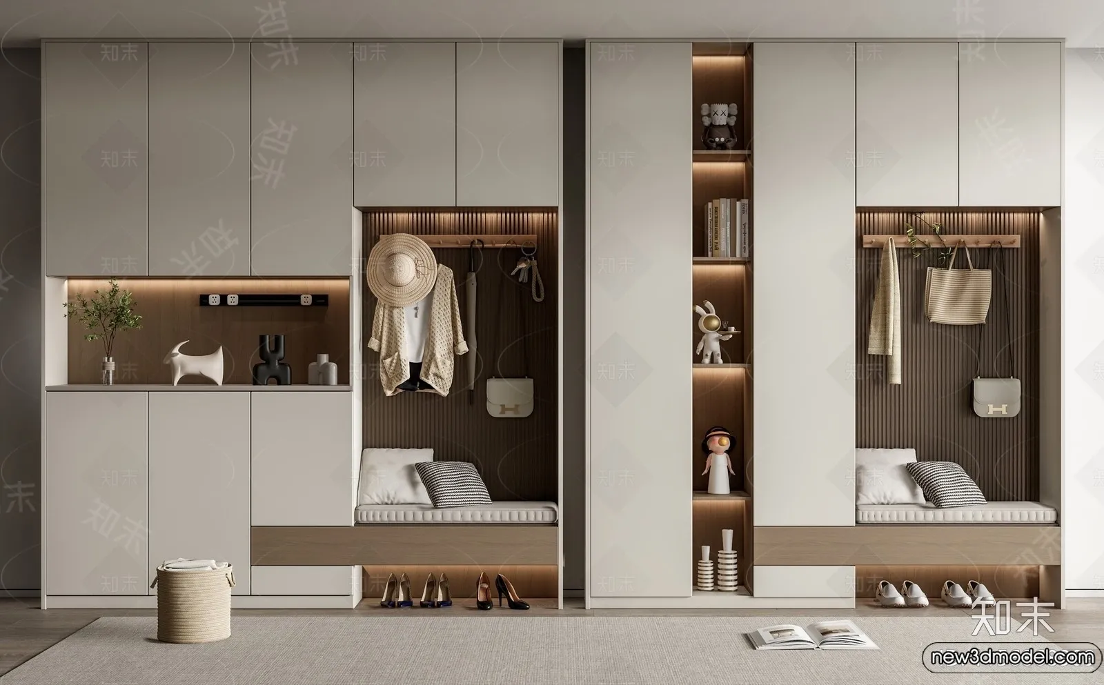 Shoe Cabinet and Racks - 3D Models for Interior - 143