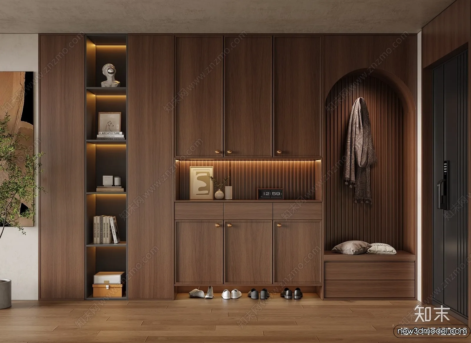 Shoe Cabinet and Racks - 3D Models for Interior - 144