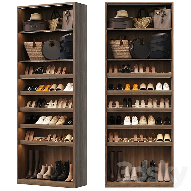 Shoe cabinet with filling for hallway and wardrobe 3D Model