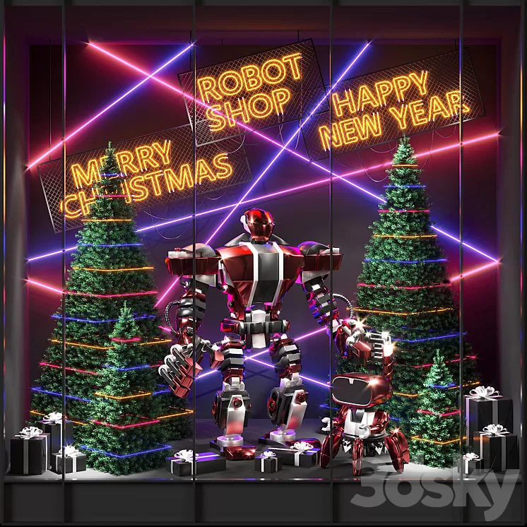 Shop window of robots