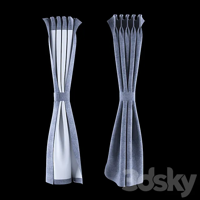 Short Windows Curtain T01 3DModel