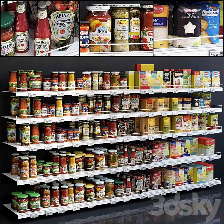 Showcase 005. Canned food cereals flour 3D Model