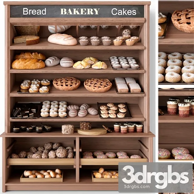 Showcase In A Bakery With Pastries and Desserts Sweets Free Download