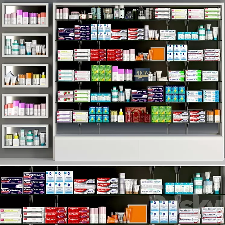 Showcase in a pharmacy 3D Model Free