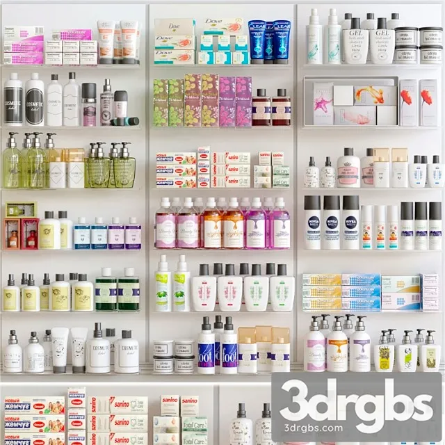Showcase in a pharmacy with cosmetics 5 3D Model Free