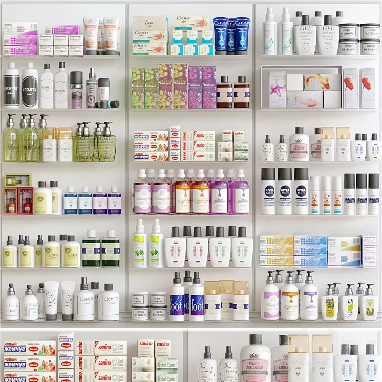 Showcase in a pharmacy with cosmetics 5 3D Model