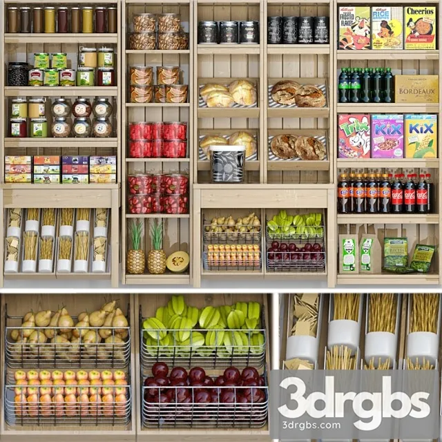 Showcase In A Supermarket With Products Juices and Spices 5 3D Model Free