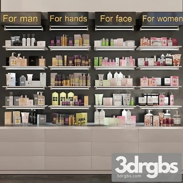 Showcase in pharmacies cosmetics for care. beauty saloon 3D Model Free