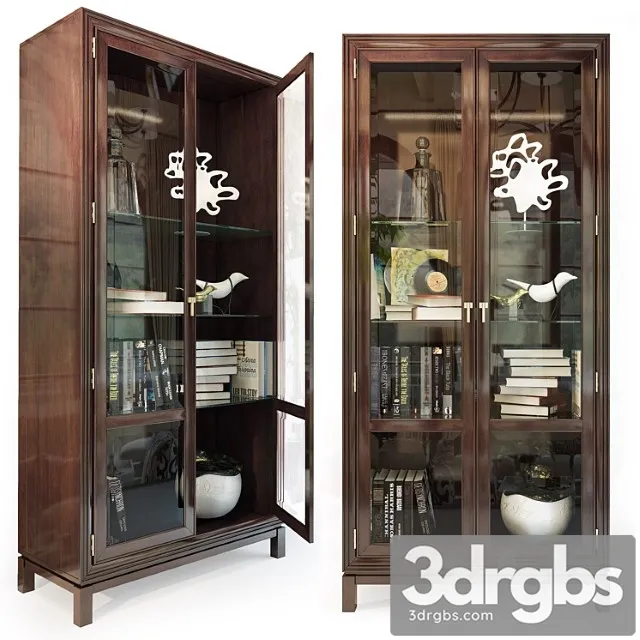 Showcase jason glass door cabinet .hickory white 3D Model Free