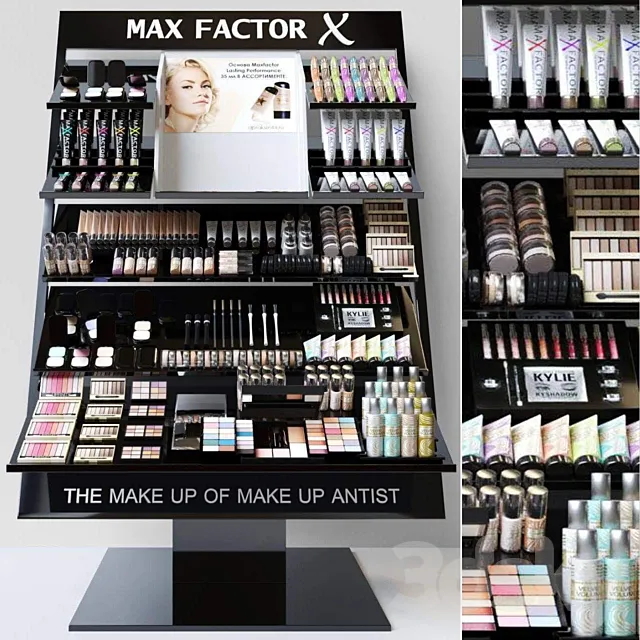 Showcase with professional cosmetics for beauty salons or duty free. Make up 3 3DModel