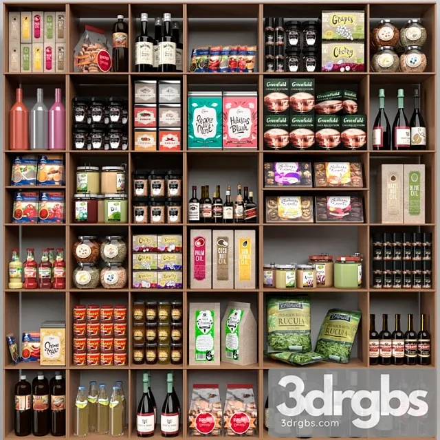 Showcase with spices sauces in a supermarket or home pantry 3D Model Free