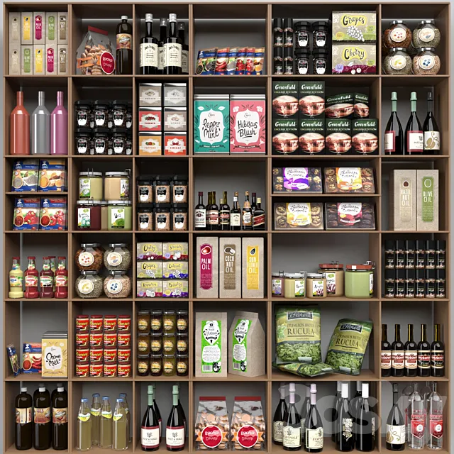 Showcase with spices. sauces in a supermarket or home pantry 3DModel