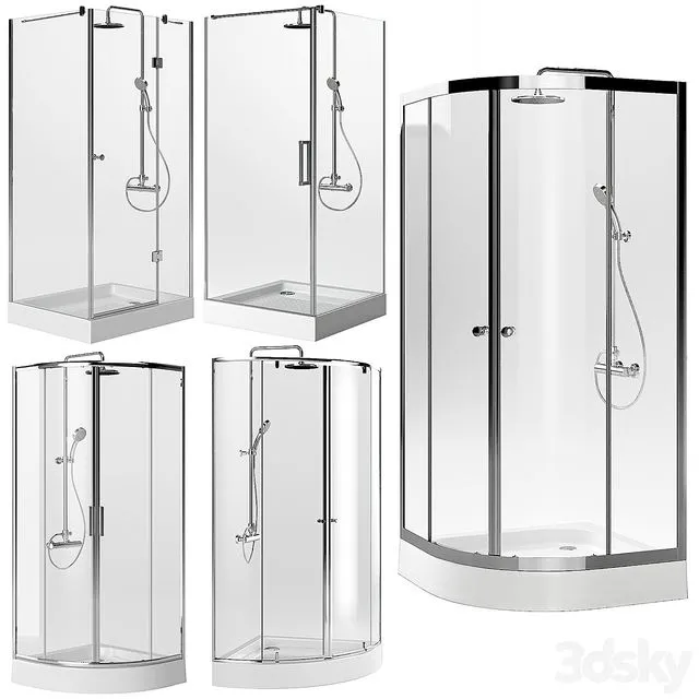 Shower cabins with trays STURM _ Set 1 3D Model