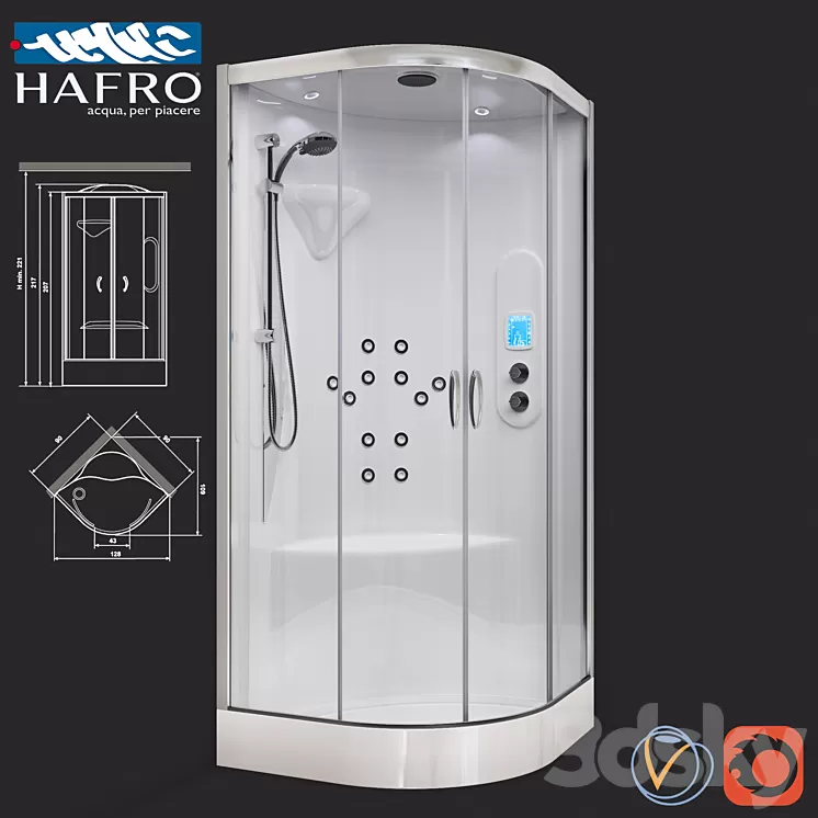 Shower cubicle with hydromassage Hafro New Bi-Size 3D Model