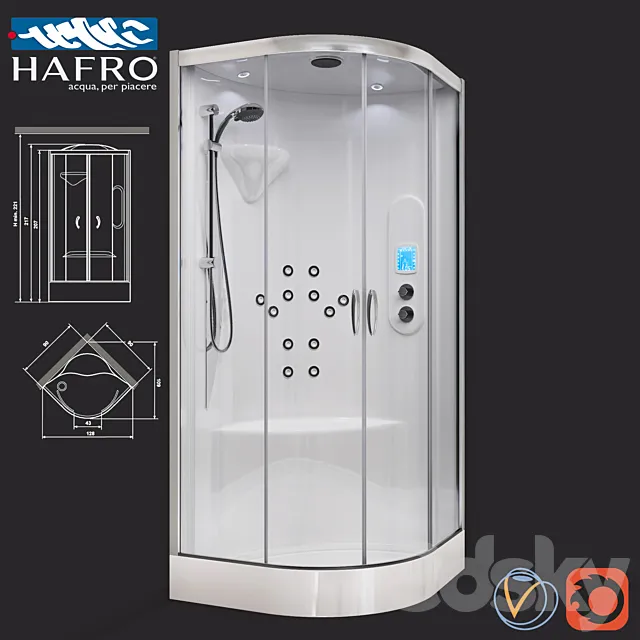 Shower cubicle with hydromassage Hafro New Bi-Size 3DModel